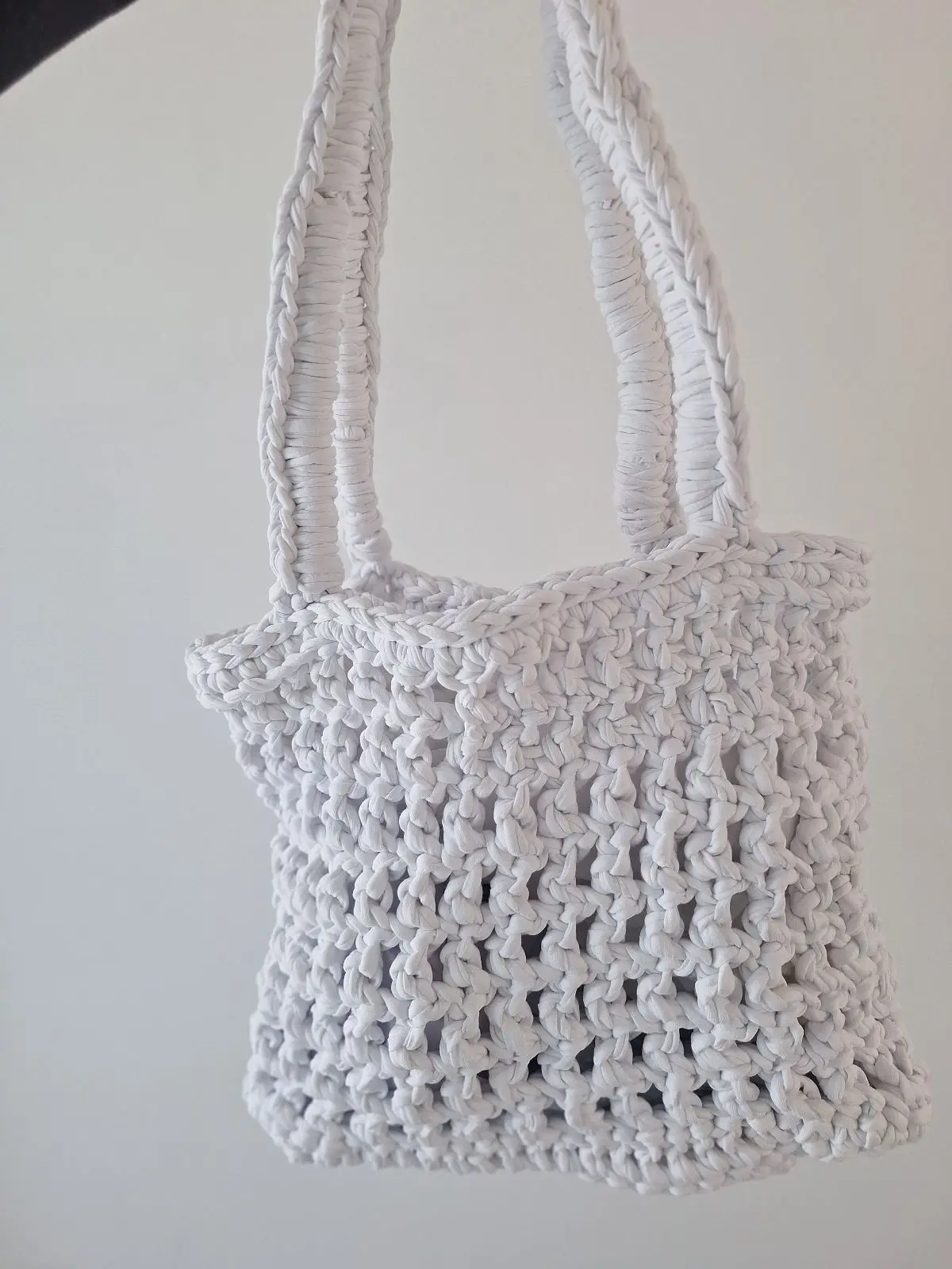 White Handmade Crochet Tote Bag