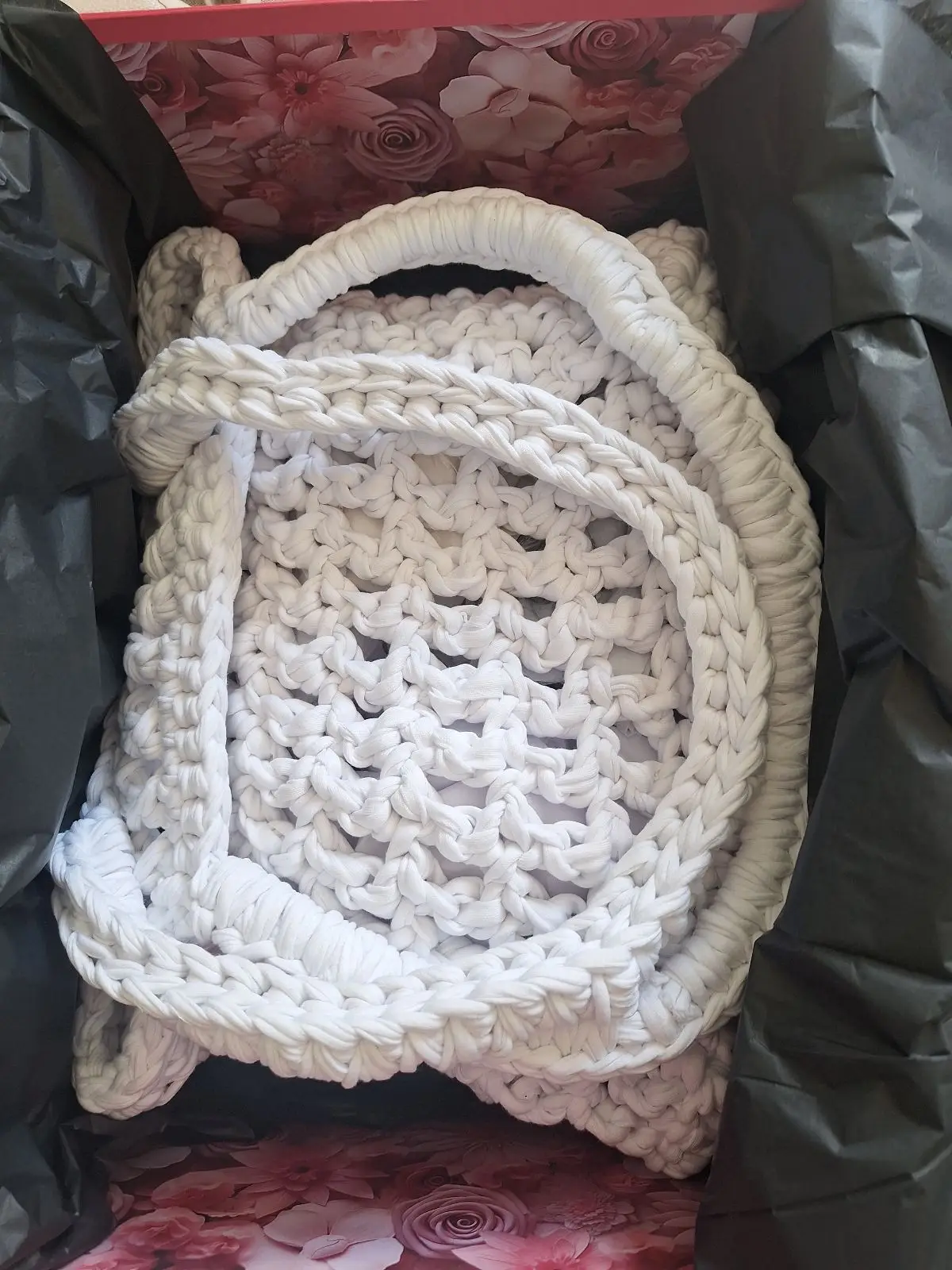 White Handmade Crochet Tote Bag