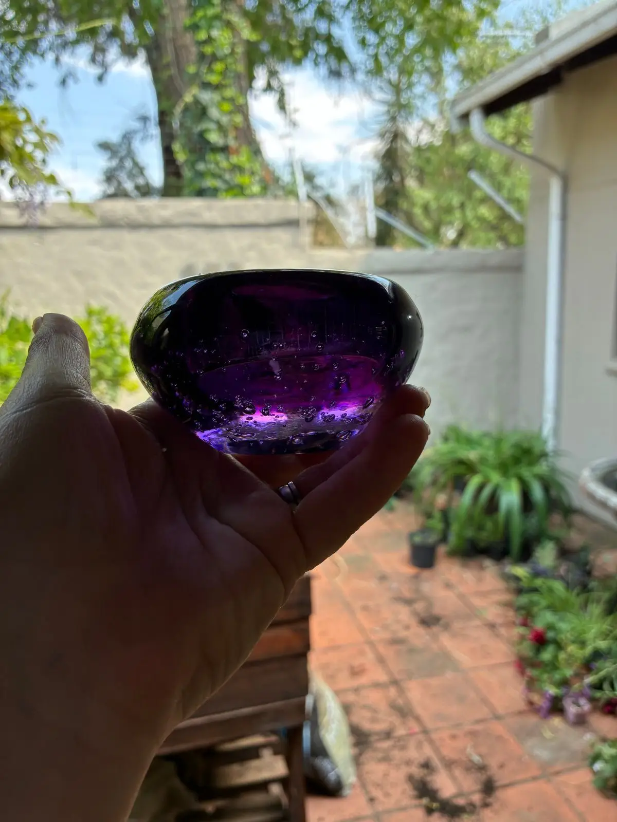 Purple Bubble Glass Decorative Bowl