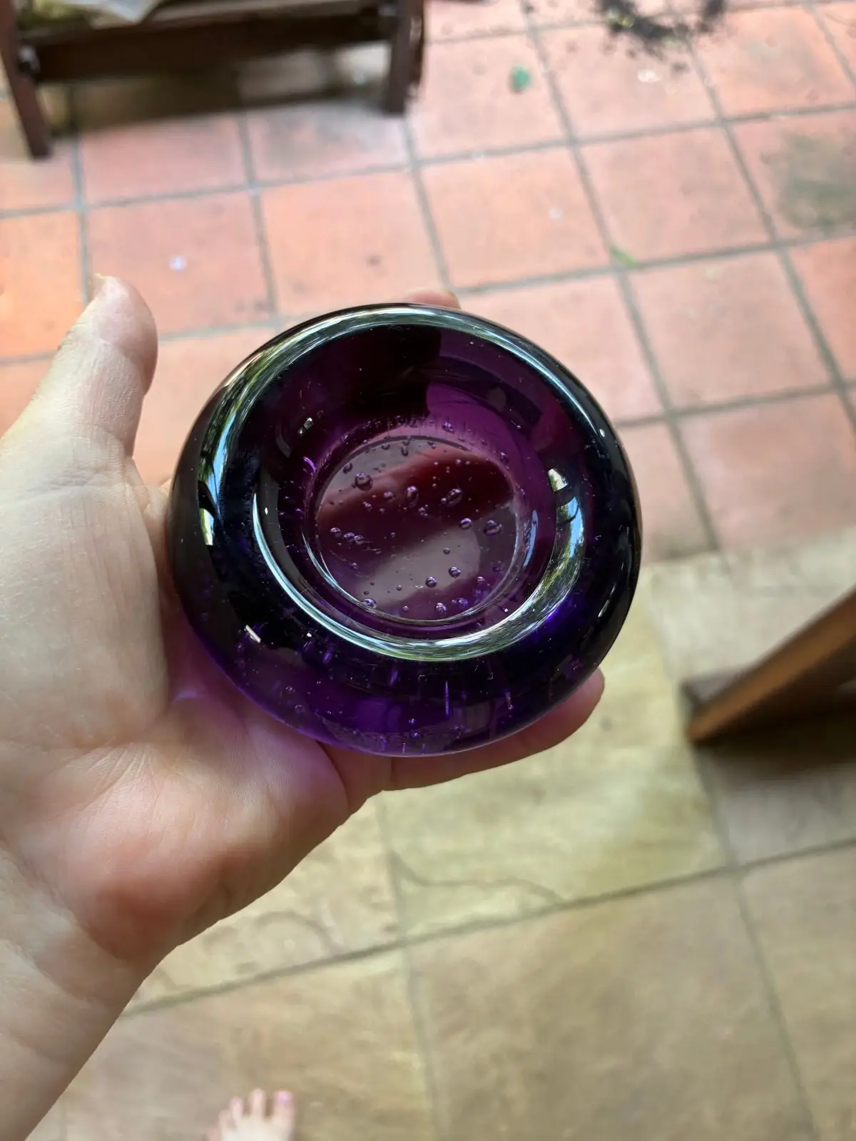 Purple Bubble Glass Decorative Bowl