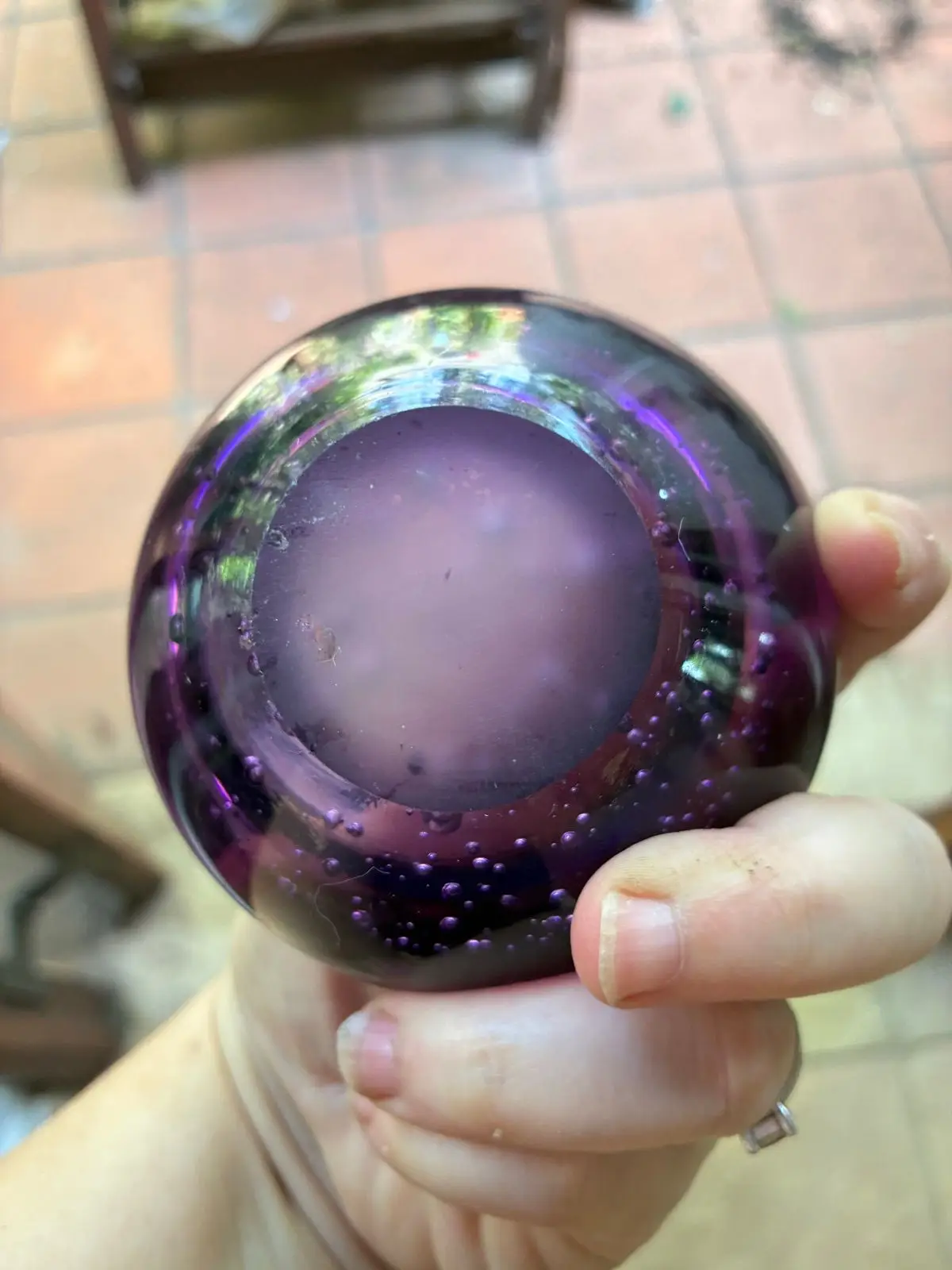 Purple Bubble Glass Decorative Bowl