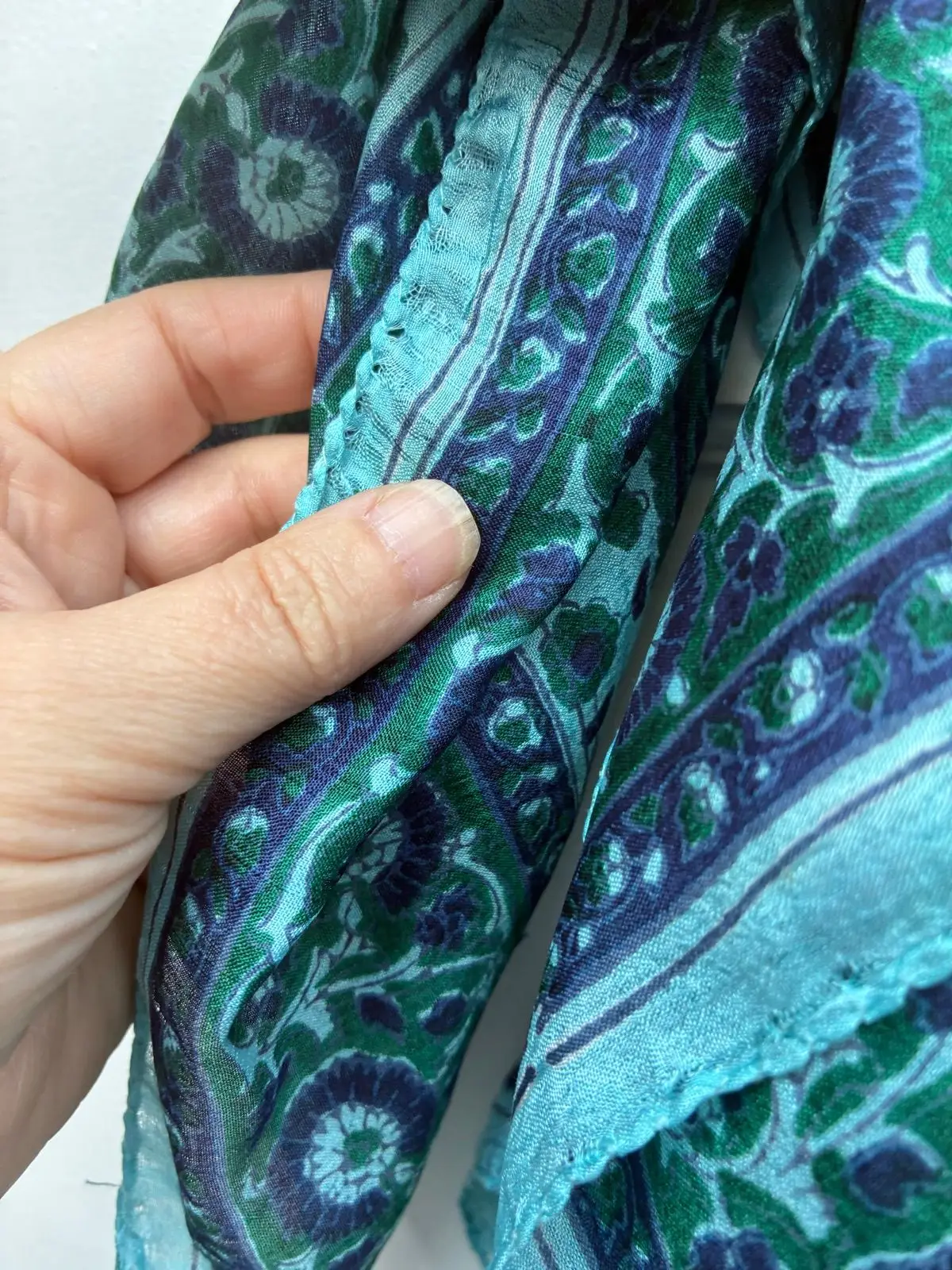 Green and Blue Patterned Scarf