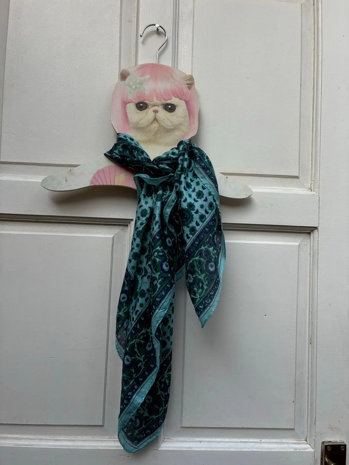 Green and Blue Patterned Scarf