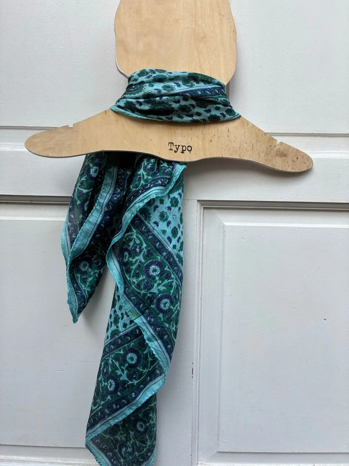 Green and Blue Patterned Scarf