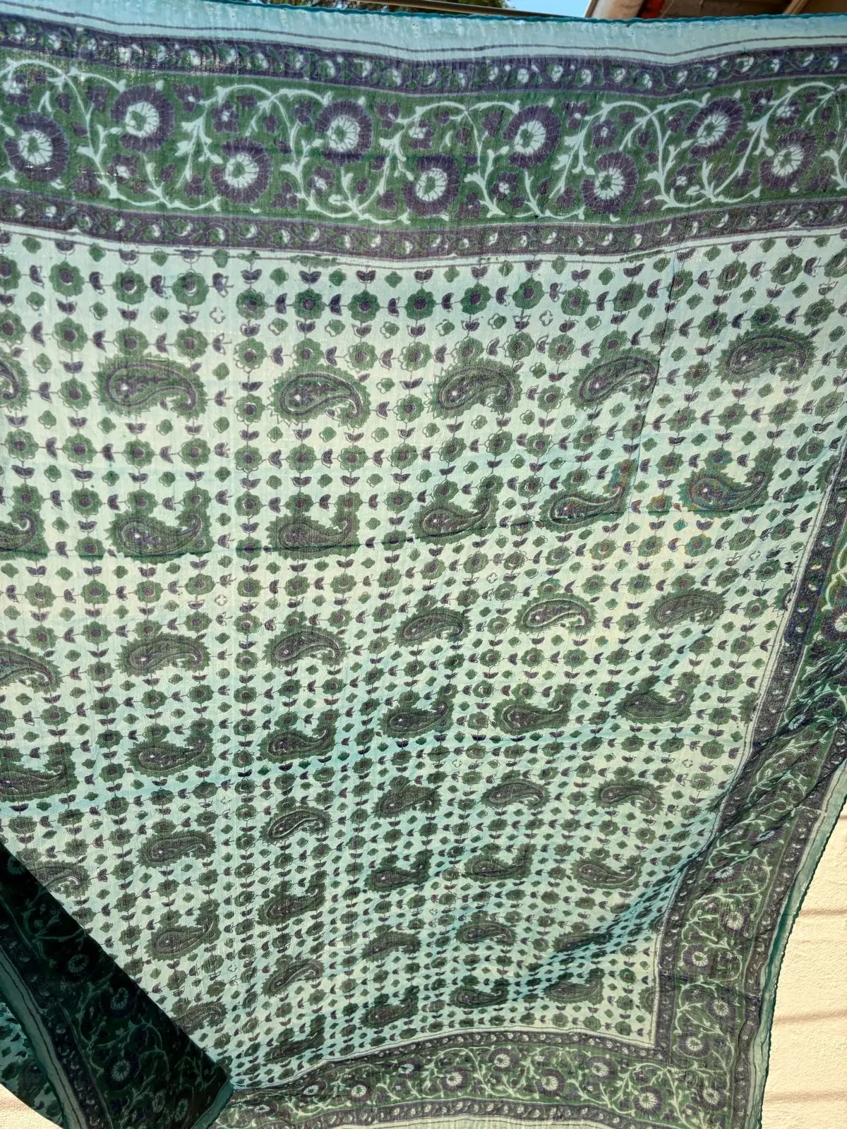 Green and Blue Patterned Scarf