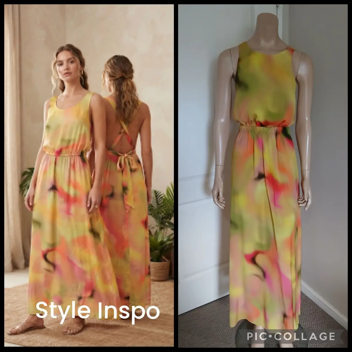 Poetry Multi-Color Abstract Print Maxi Dress Size 10