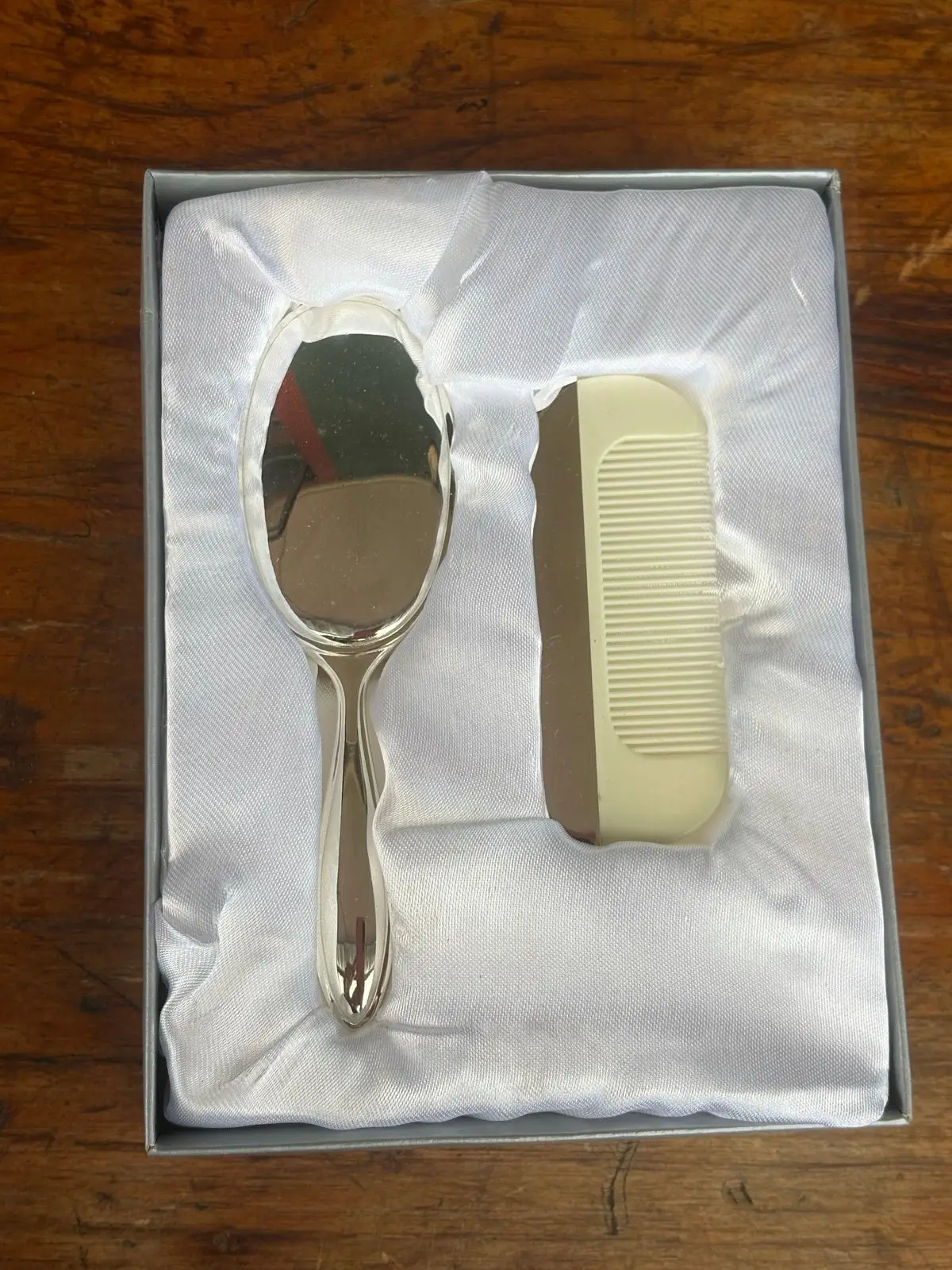 Silver-Plated Brush and Comb Set in Box