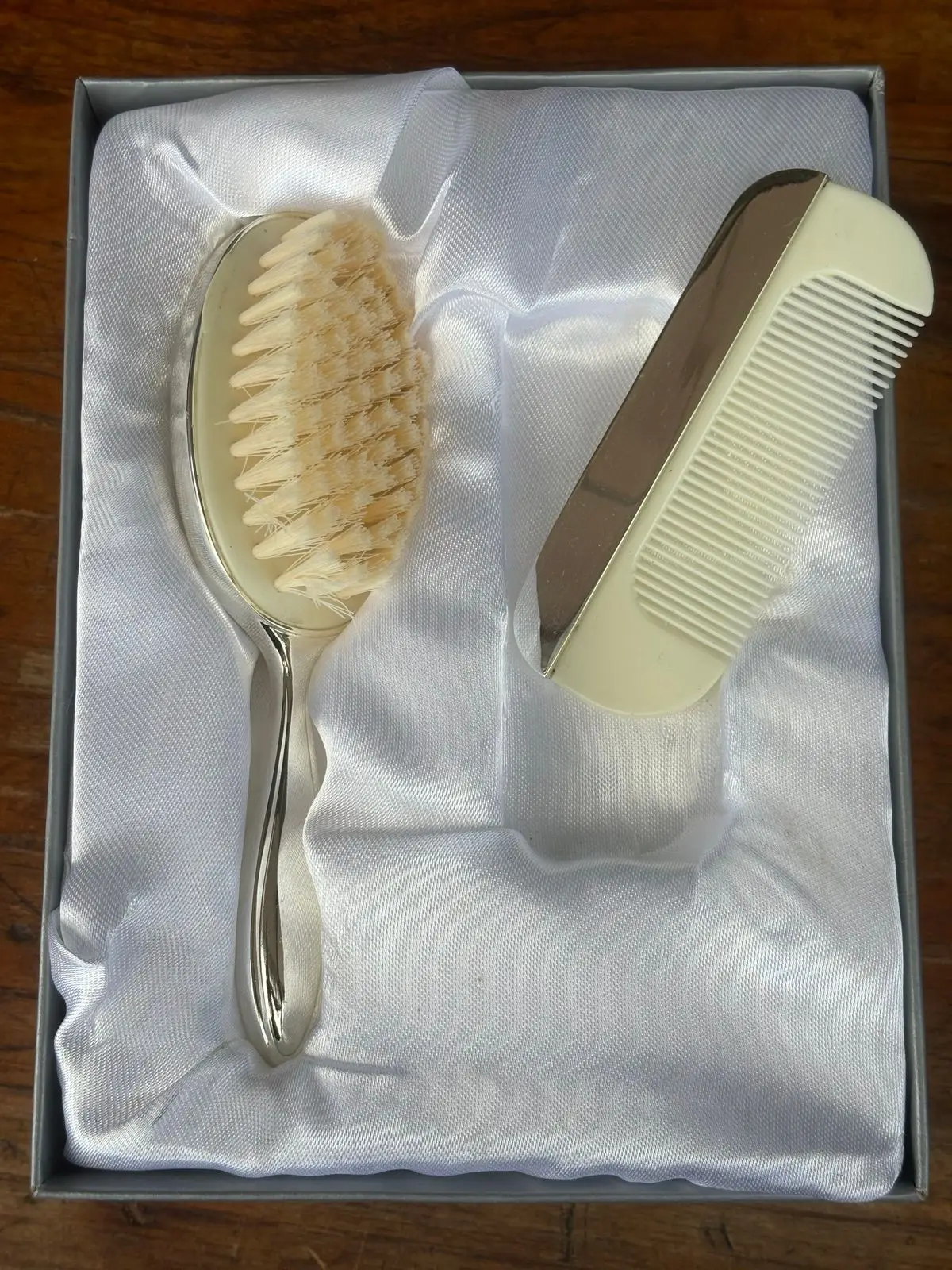 Silver-Plated Brush and Comb Set in Box