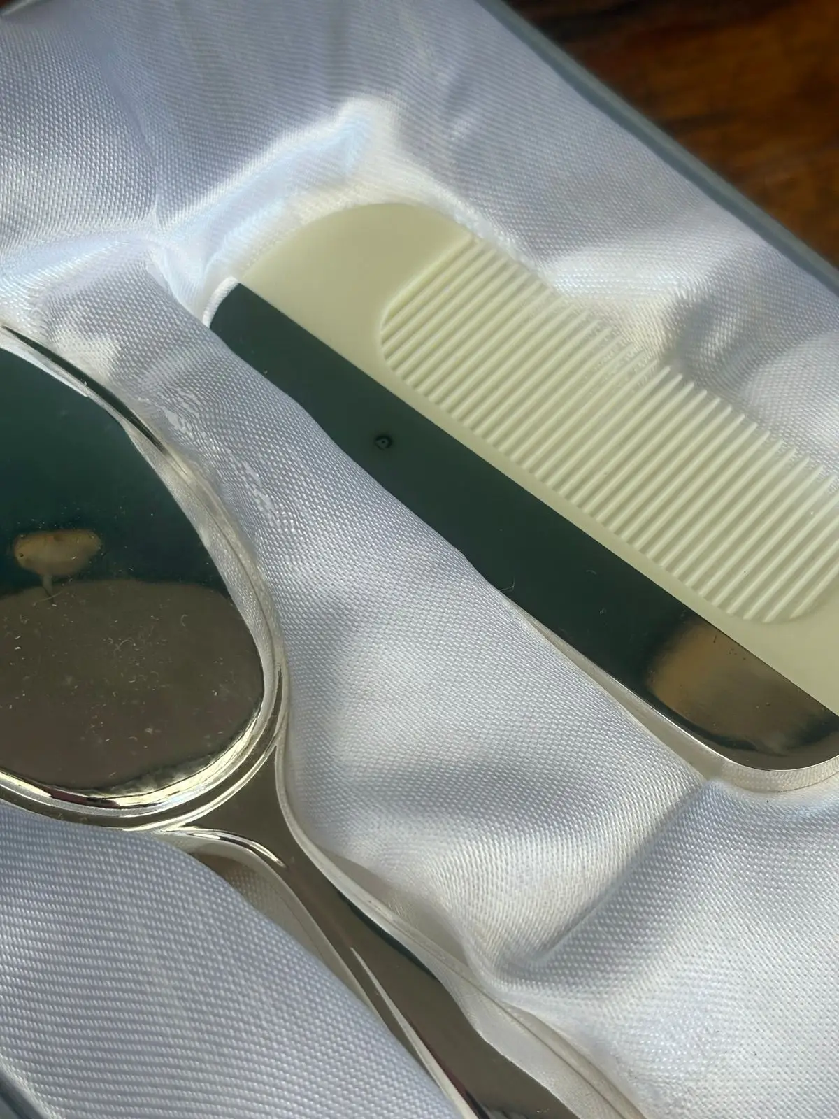 Silver-Plated Brush and Comb Set in Box