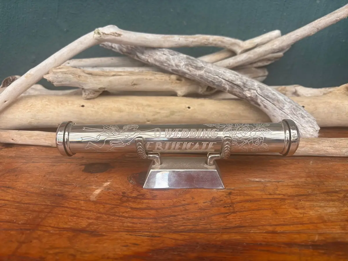 Silver-Plated Wedding Certificate Holder Tube