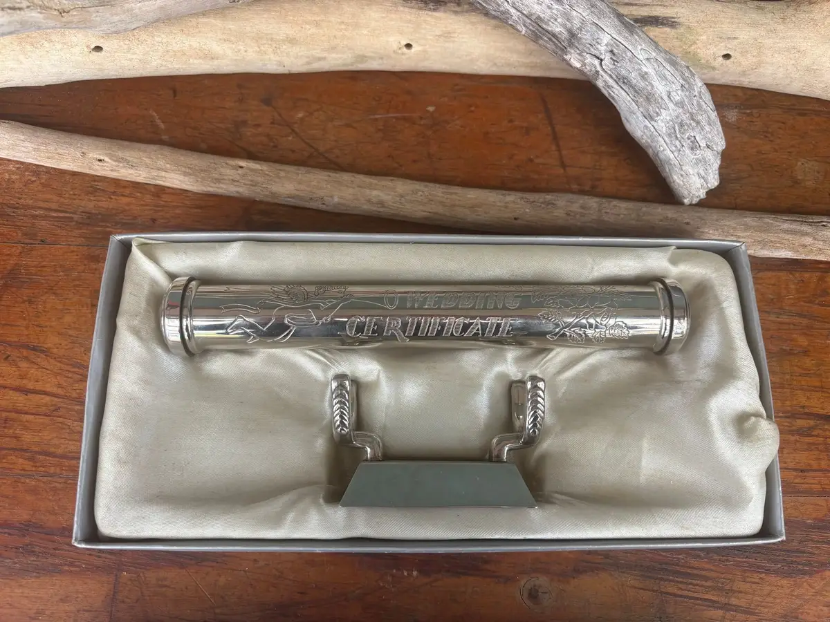 Silver-Plated Wedding Certificate Holder Tube