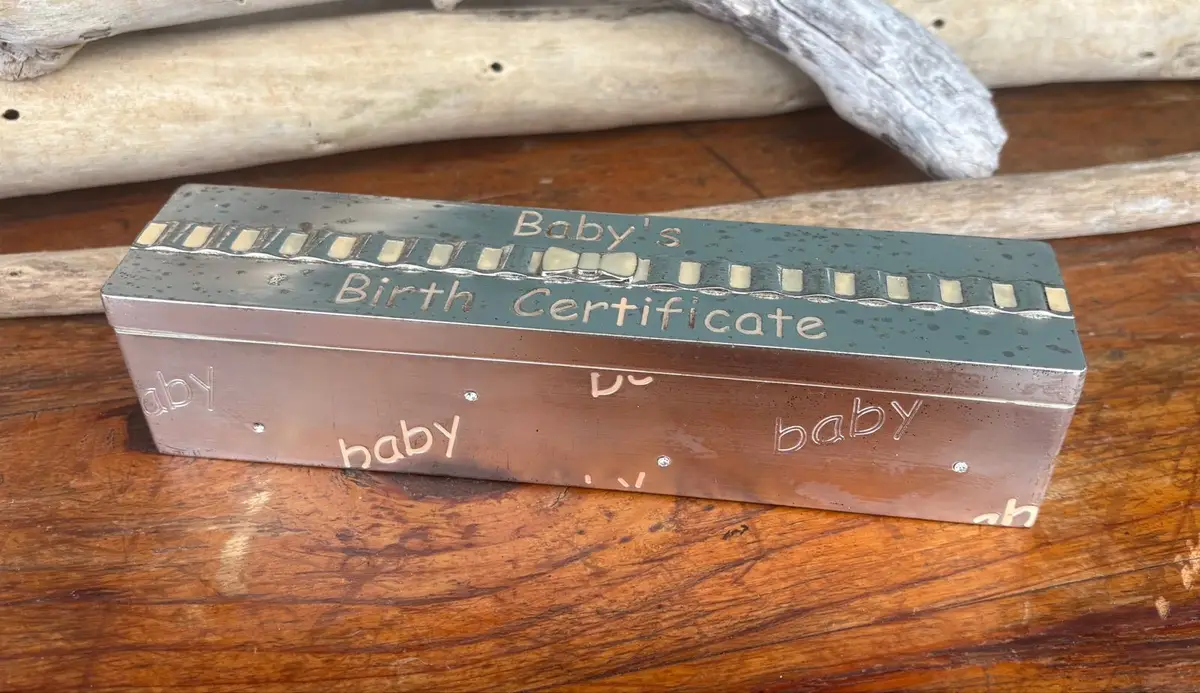 Silver-Plated Baby Birth Certificate Keepsake Box
