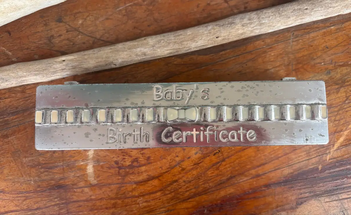 Silver-Plated Baby Birth Certificate Keepsake Box