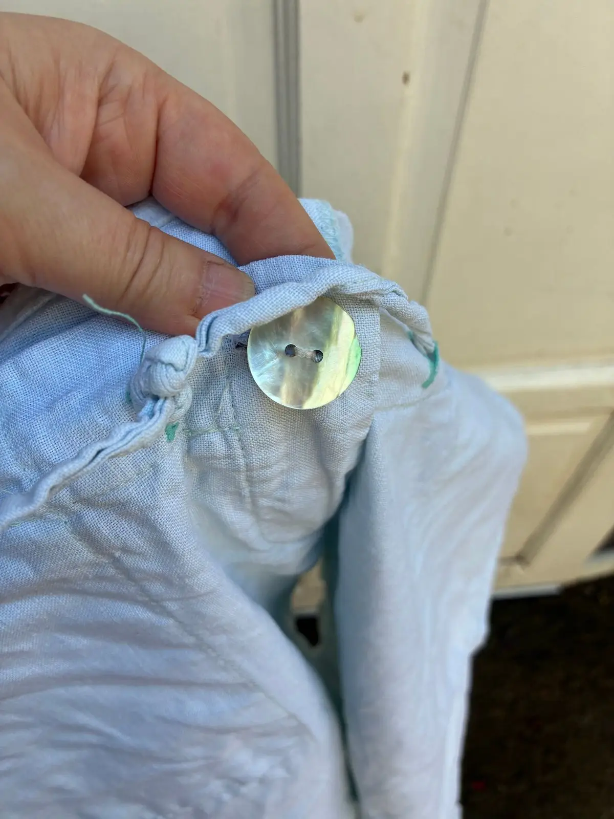 Light Blue Linen Drawstring Pants Size 34