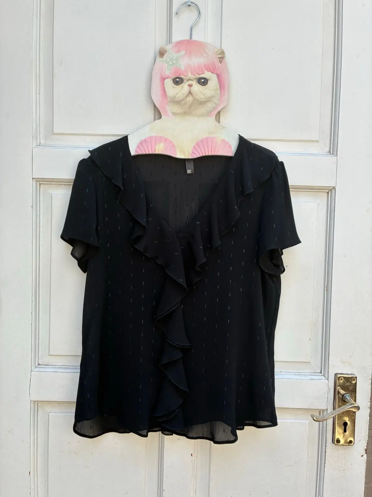 Woolworths Edition Black Ruffle Chiffon Blouse