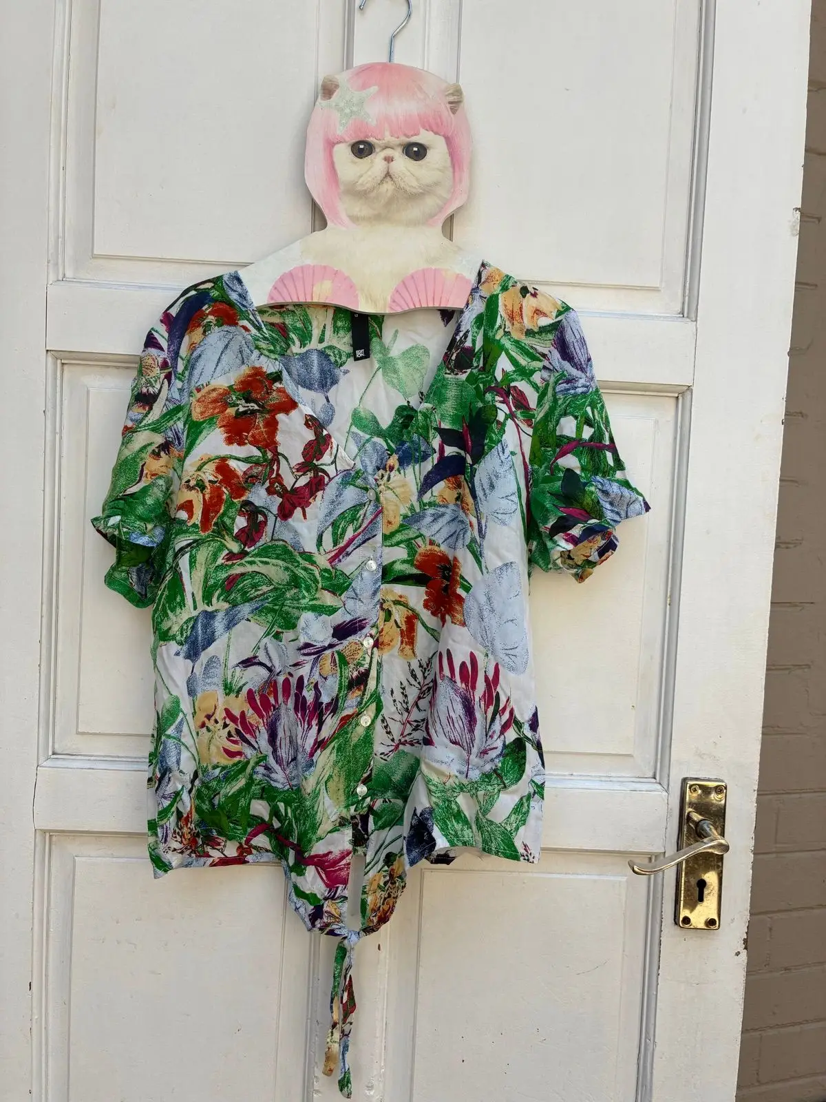 Woolworths Floral Print Short Sleeve Button-Up Top