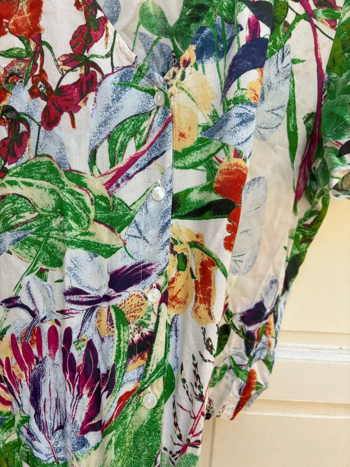 Woolworths Floral Print Short Sleeve Button-Up Top