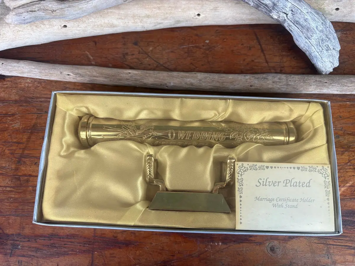 Silver Plated Wedding Certificate Holder With Stand