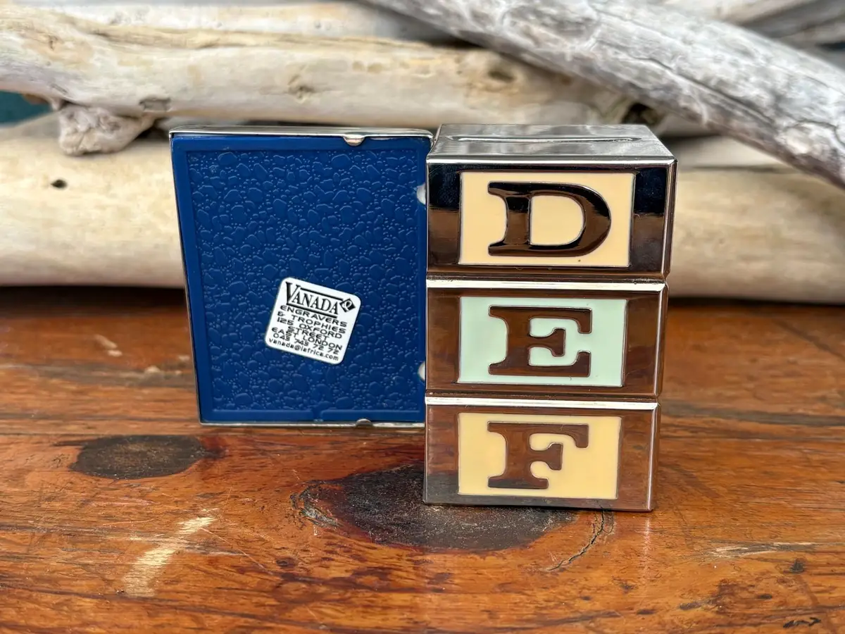 Silver-Plated ABC Block Money Bank and Photo Frame Set