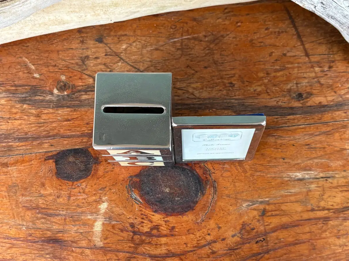Silver-Plated ABC Block Money Bank and Photo Frame Set