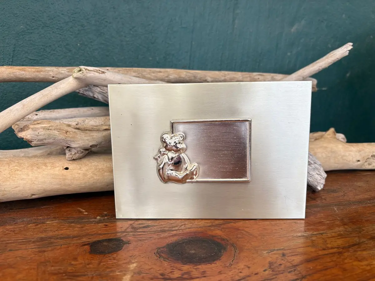 Silver Tone Teddy Bear Trinket Box or Photo Frame