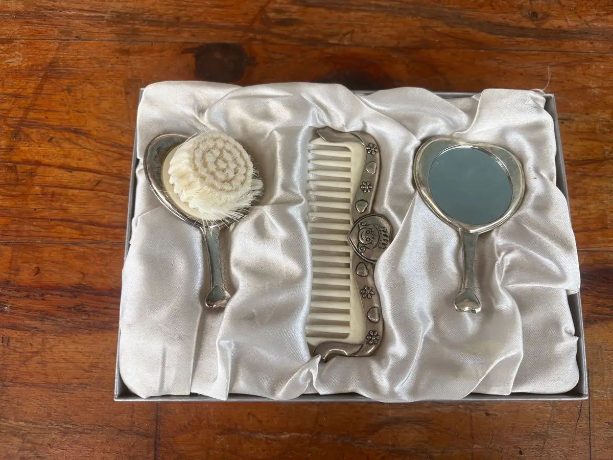 Vintage Vanity Set Brush Comb Mirror in Box