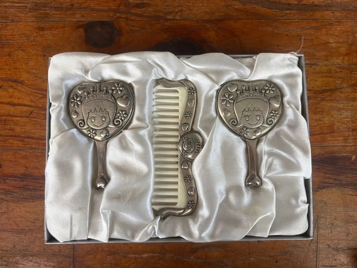 Vintage Vanity Set Brush Comb Mirror in Box