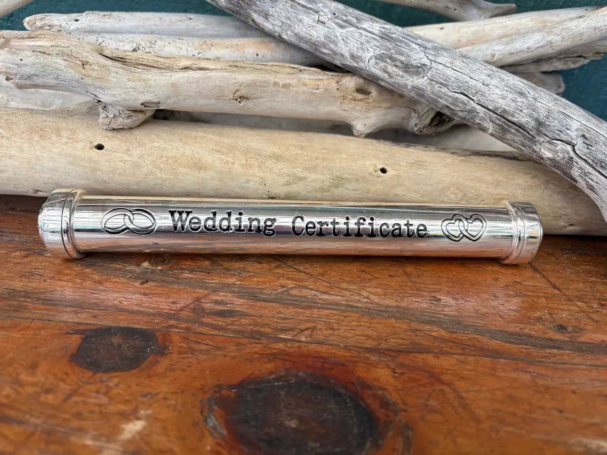 Silver Wedding Certificate Holder Tube