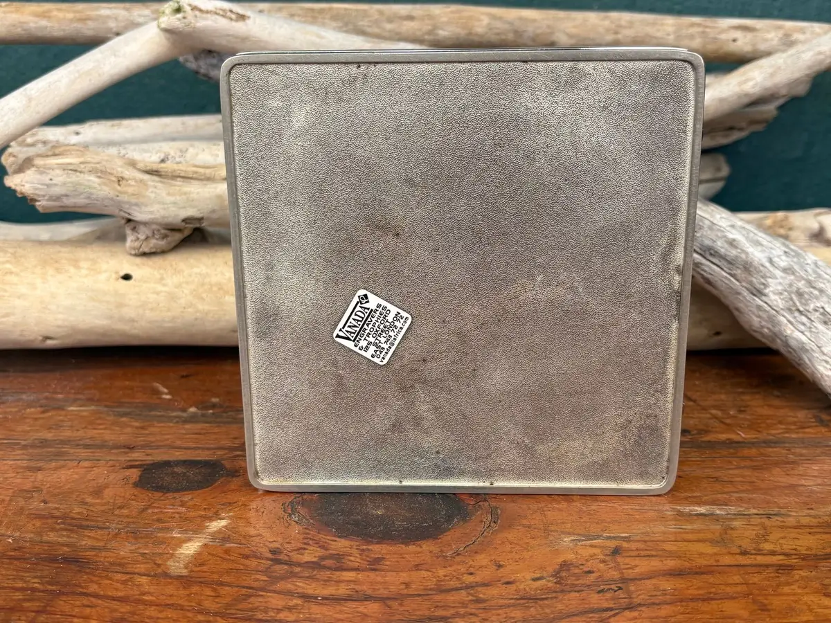 Silver Tone Compact Case with Rhinestones