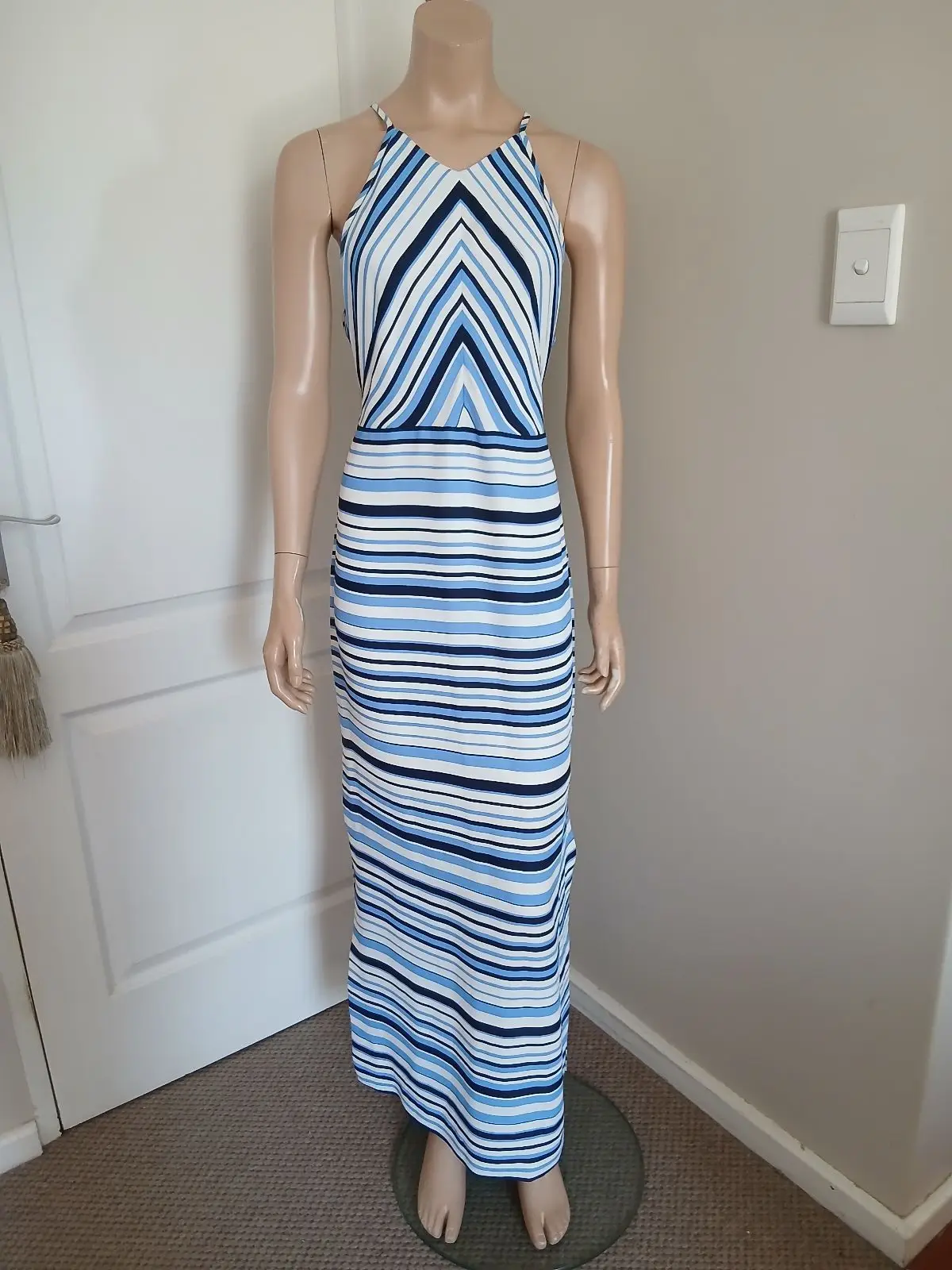Forever New Blue and White Striped Maxi Dress