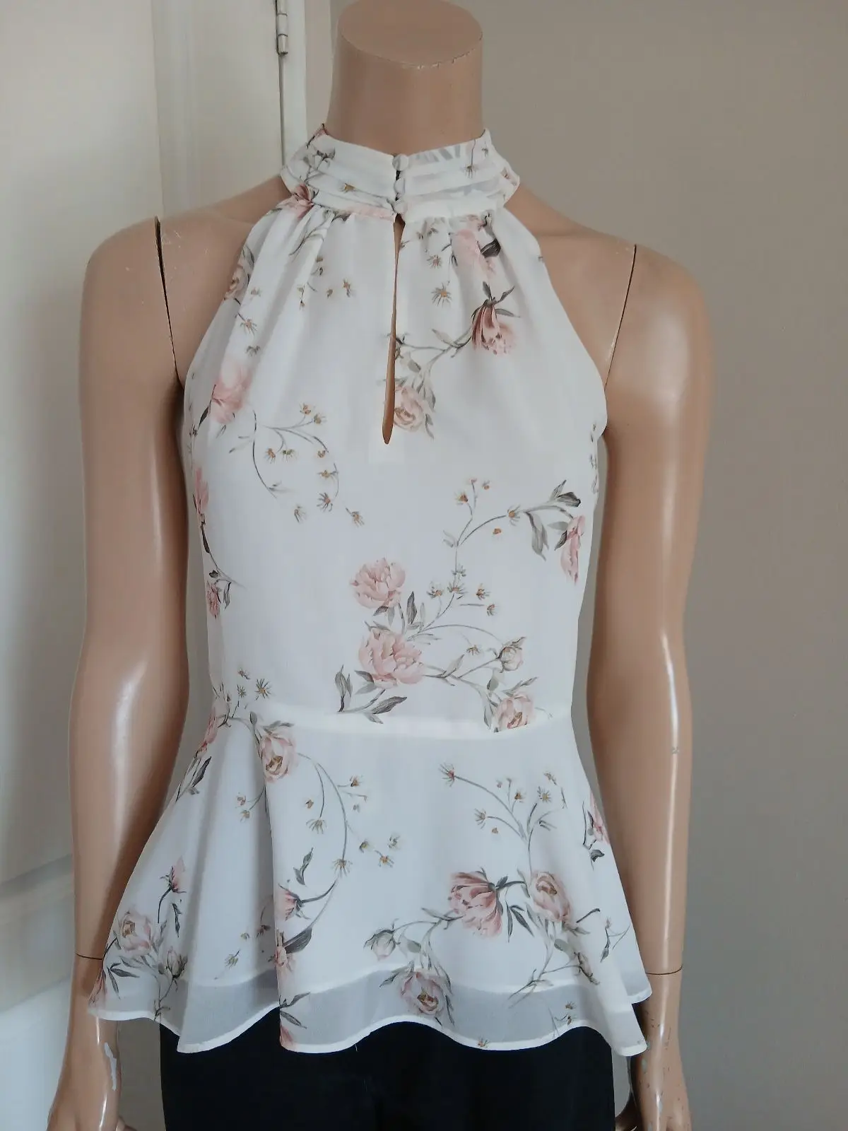 Forever New Floral Halter Peplum Top
