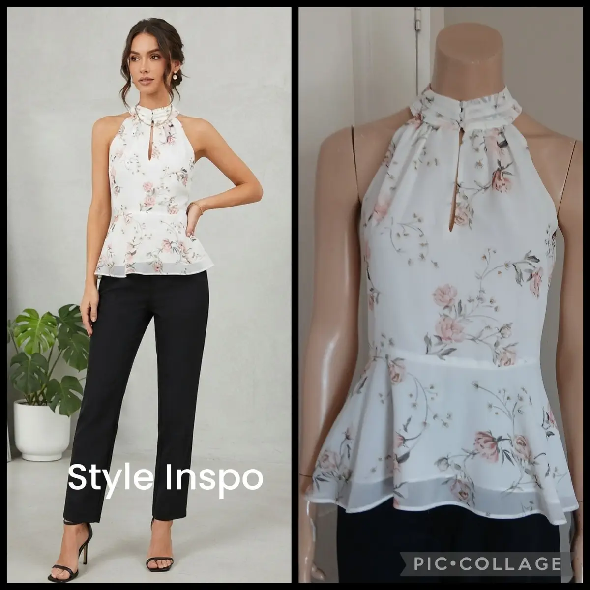 Forever New Floral Halter Peplum Top