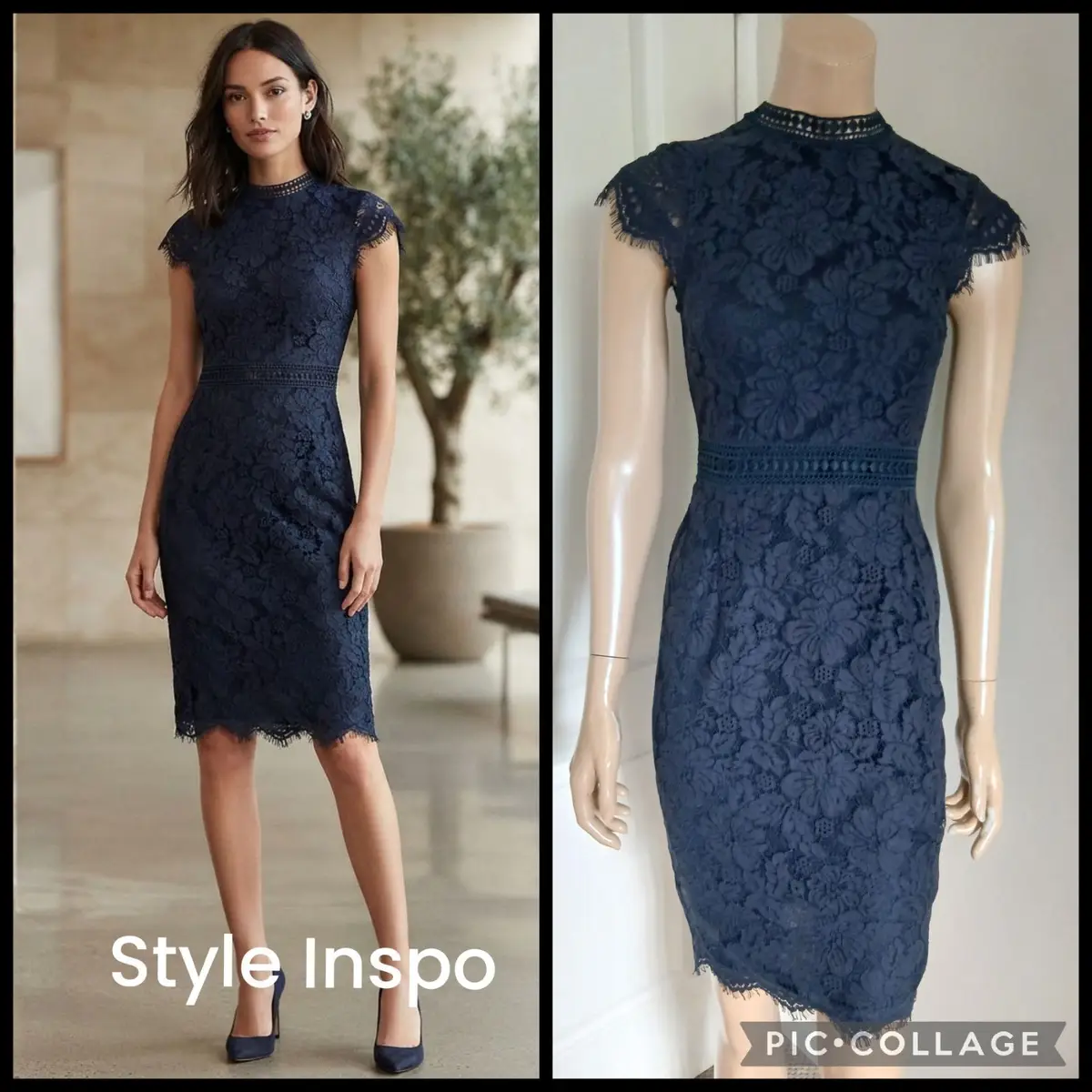 H&M Navy Blue Lace Cocktail Dress