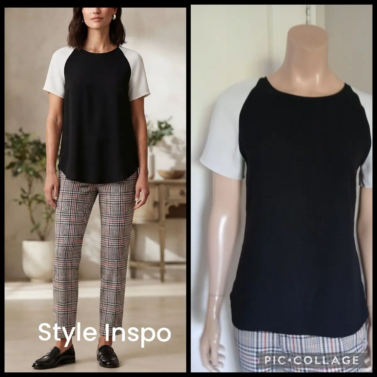 Zara Black and White Color-Block Top