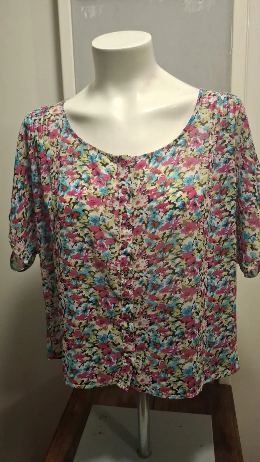 Woolworths Floral Short-Sleeve Button-Up Top