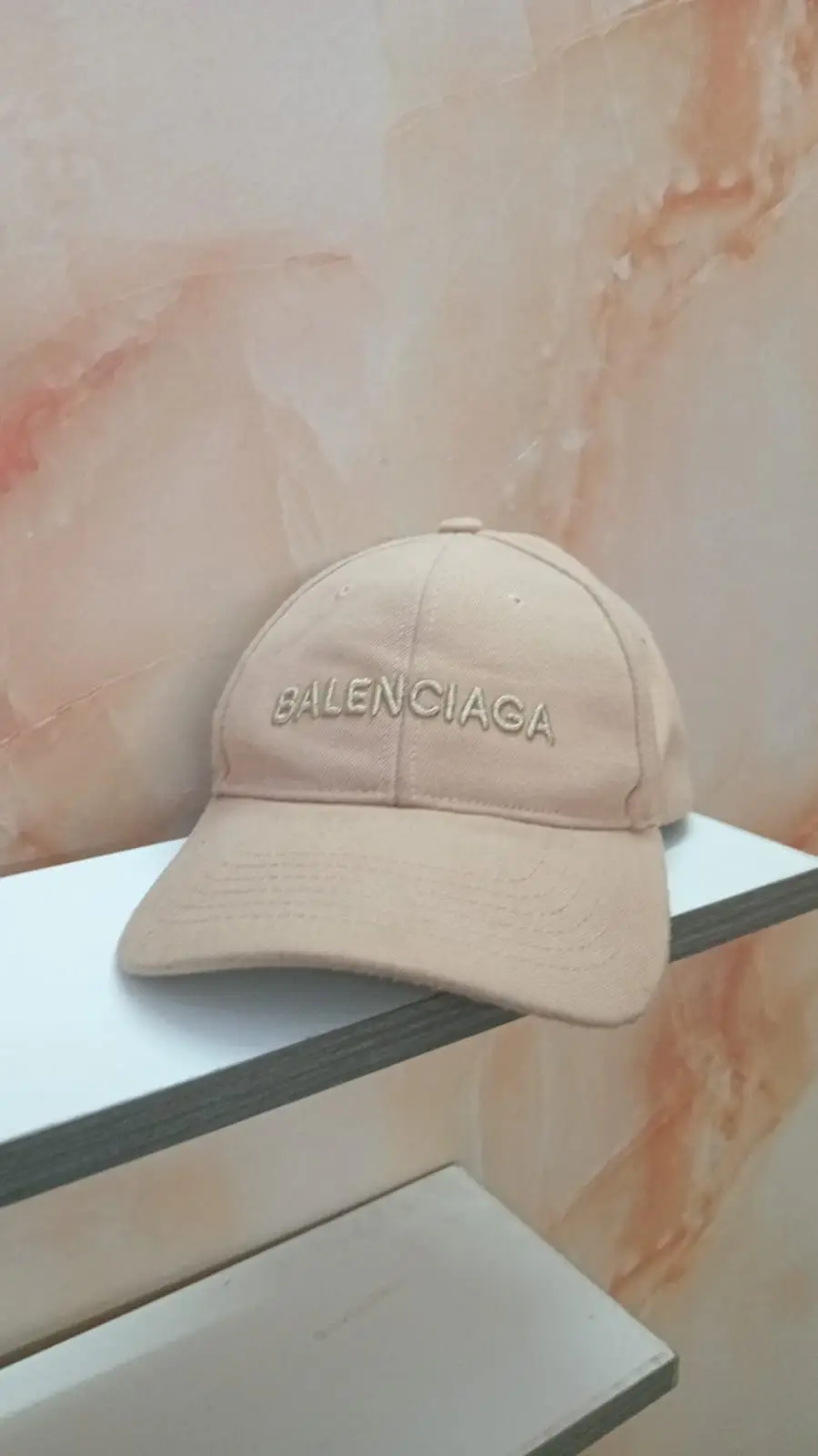 Balenciaga Beige Embroidered Logo Cap