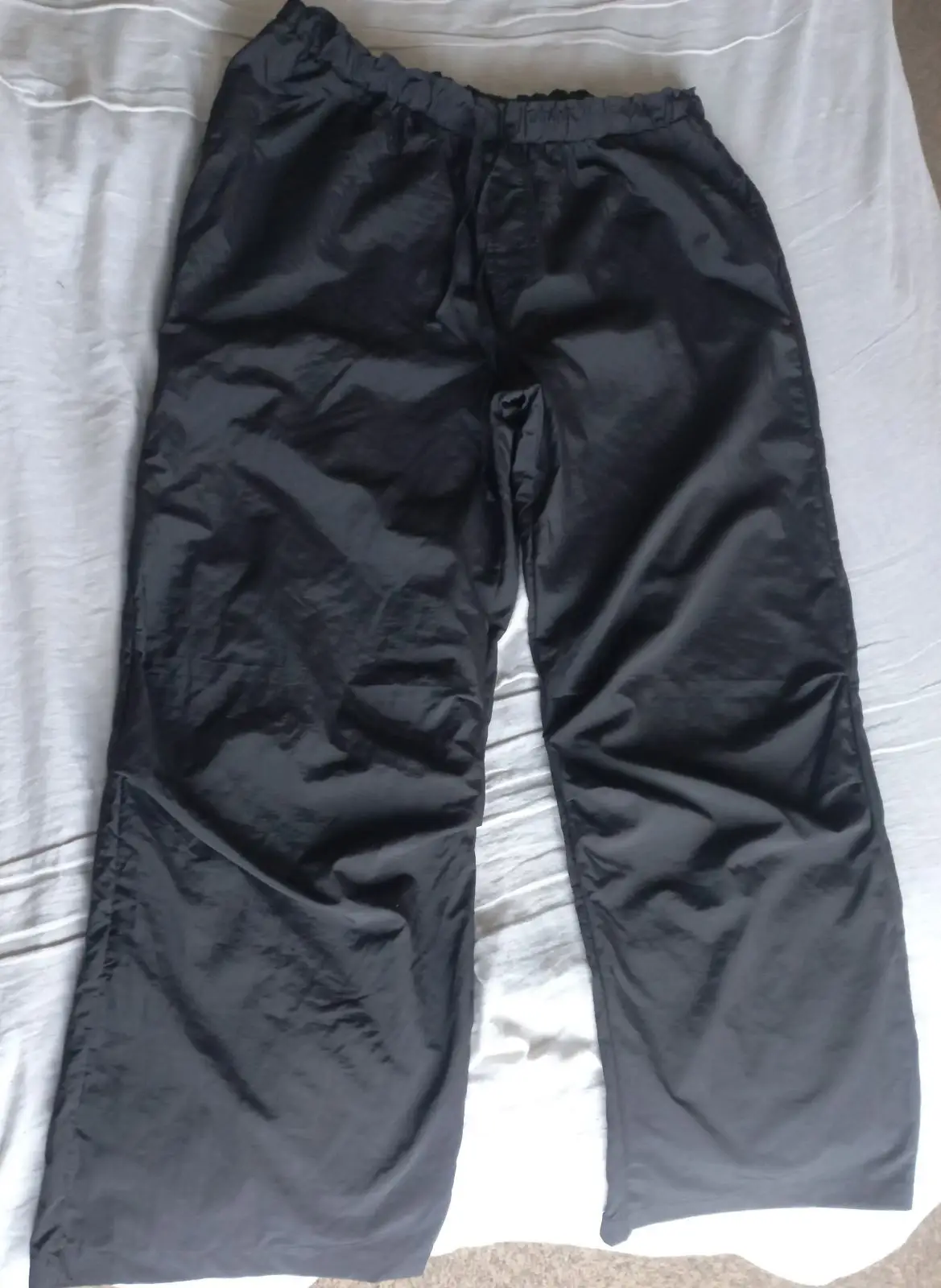 Black Nylon Casual Trousers