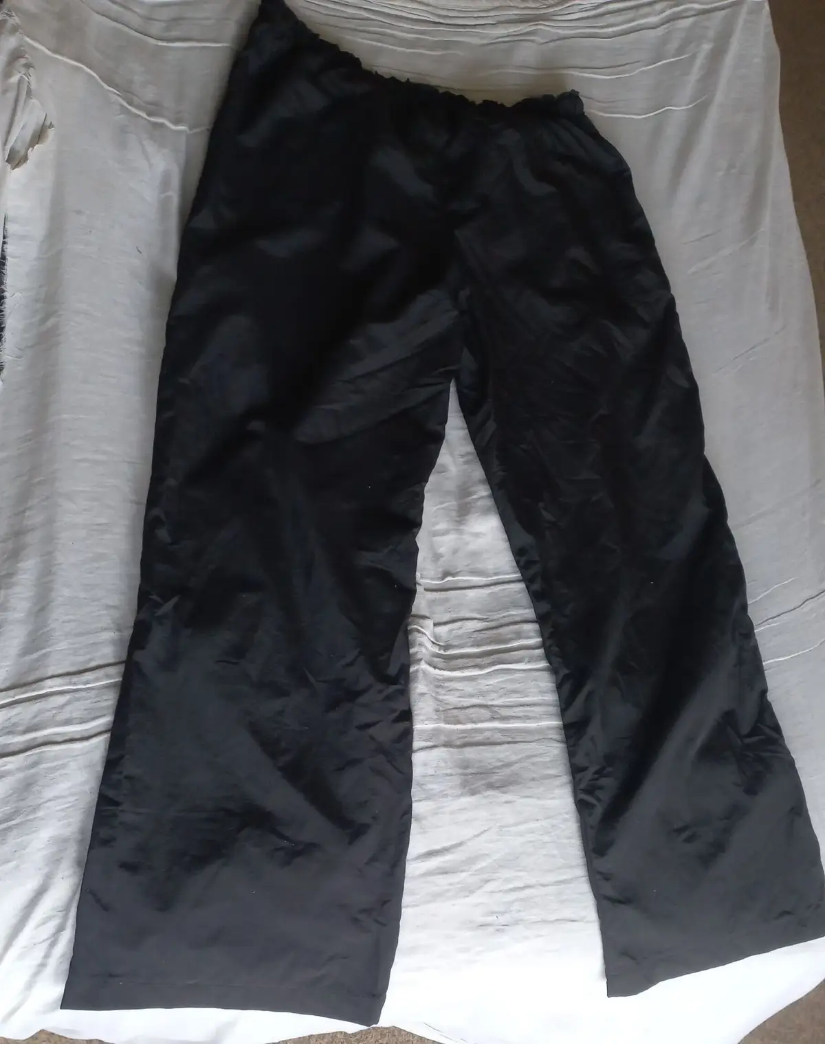 Black Nylon Casual Trousers
