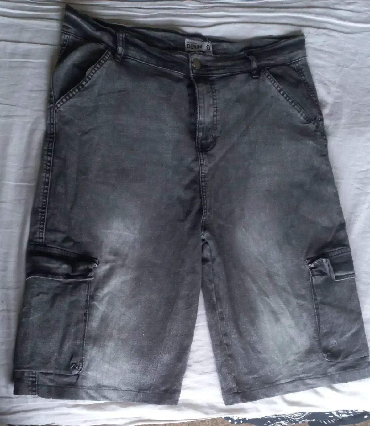 Grey Denim Cargo Shorts Size 40