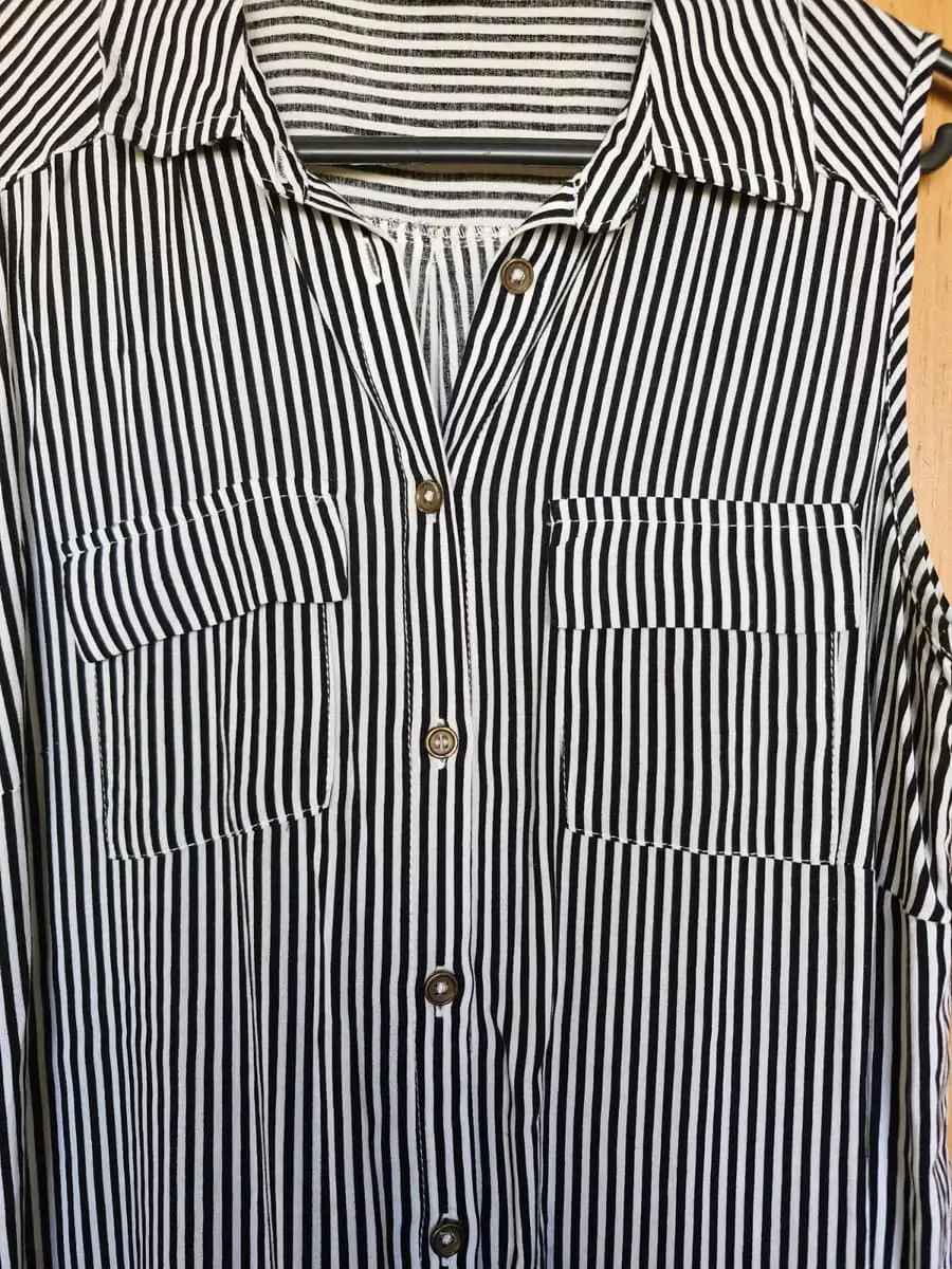 Black and white stripe blouse