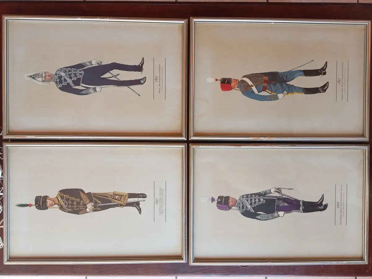 Vintage 1890 Hampshire Carabiniers Military Print Framed