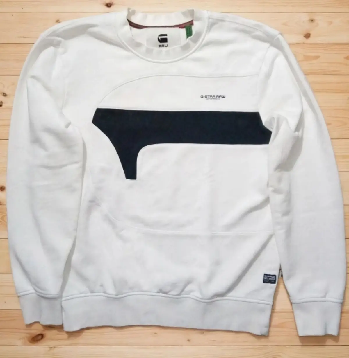 G-Star RAW White Sweatshirt with Black Panel