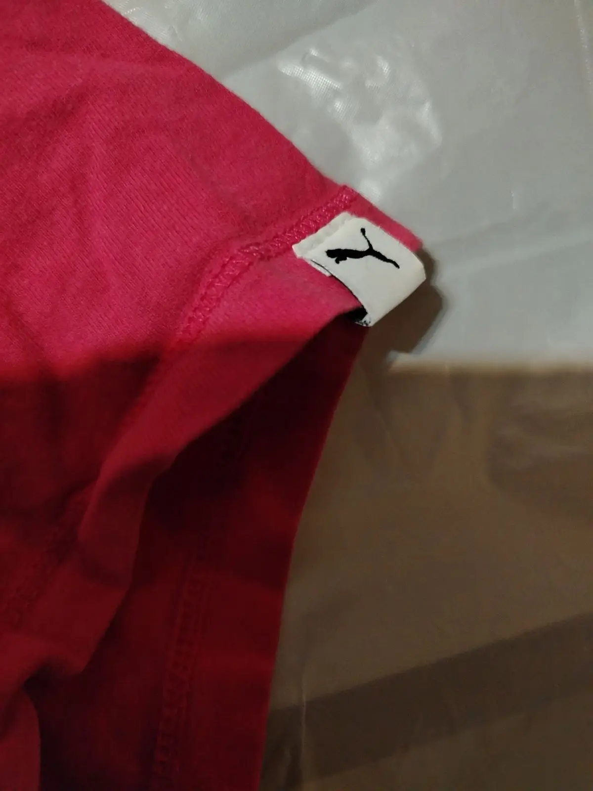Puma Red Ladies T-Shirt with Striped Logo