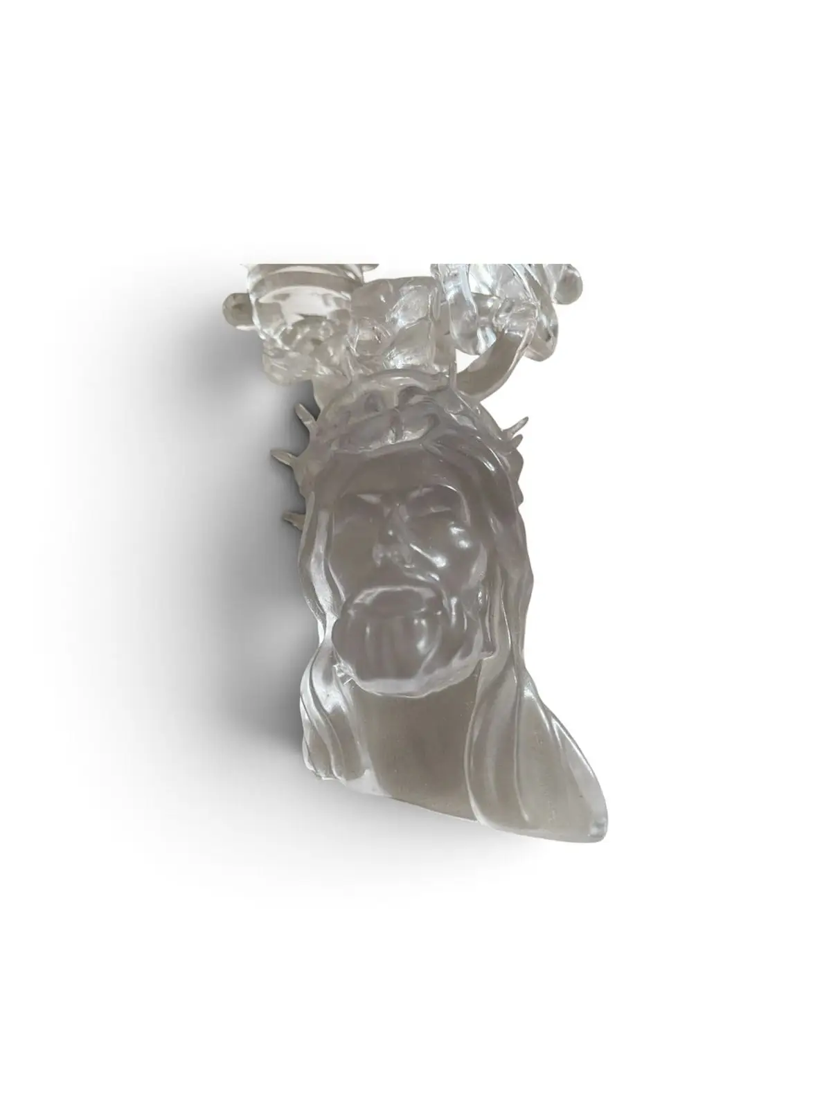 Clear Glass Head Figurine with Crown of Thorns