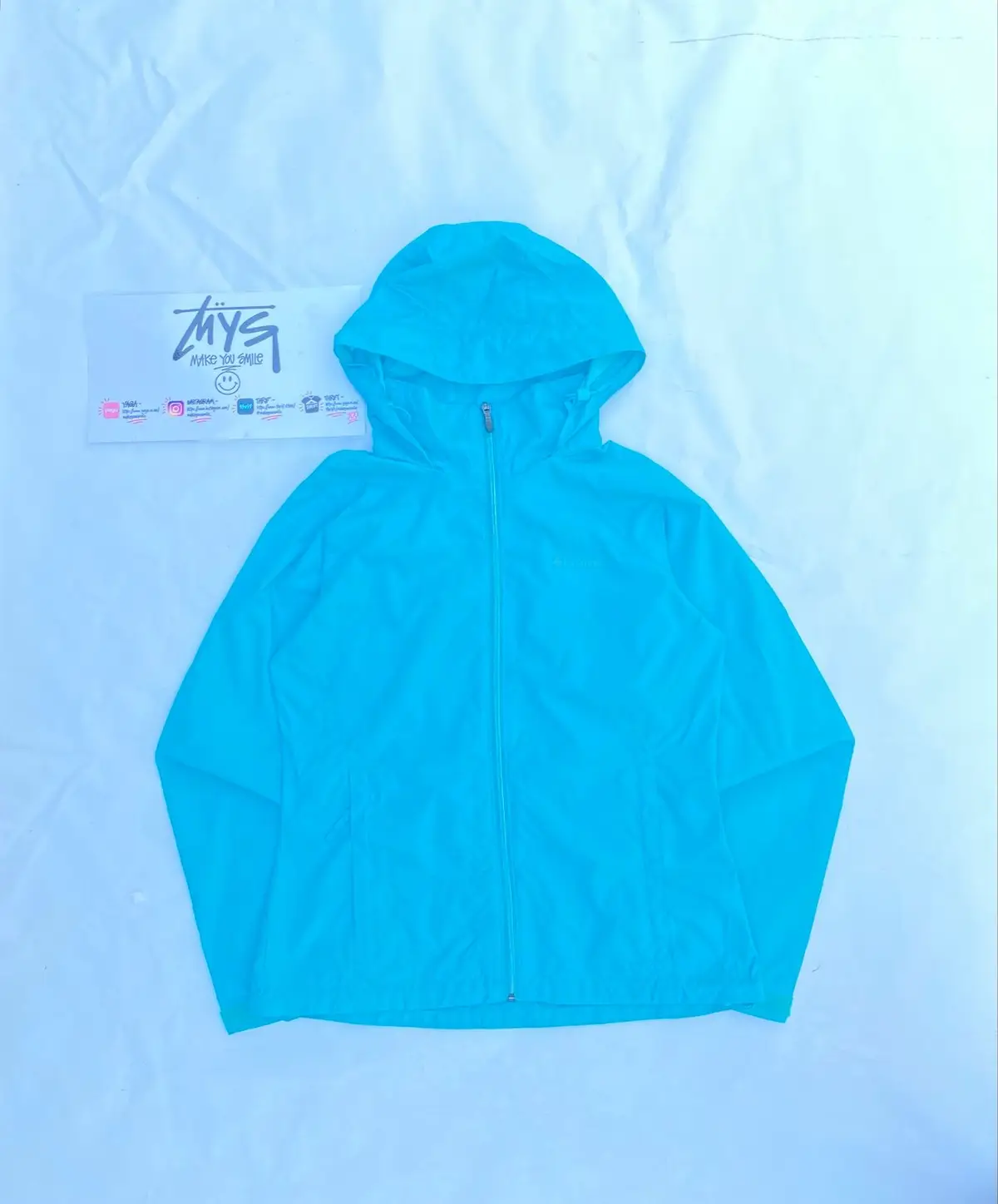 Columbia Bright Blue Hooded Windbreaker Jacket