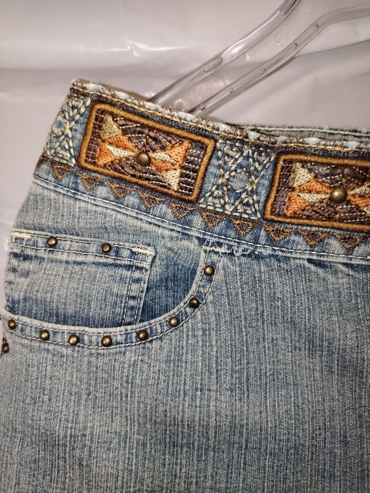 Embroidered Statement Knee-Length Jeans Size 14