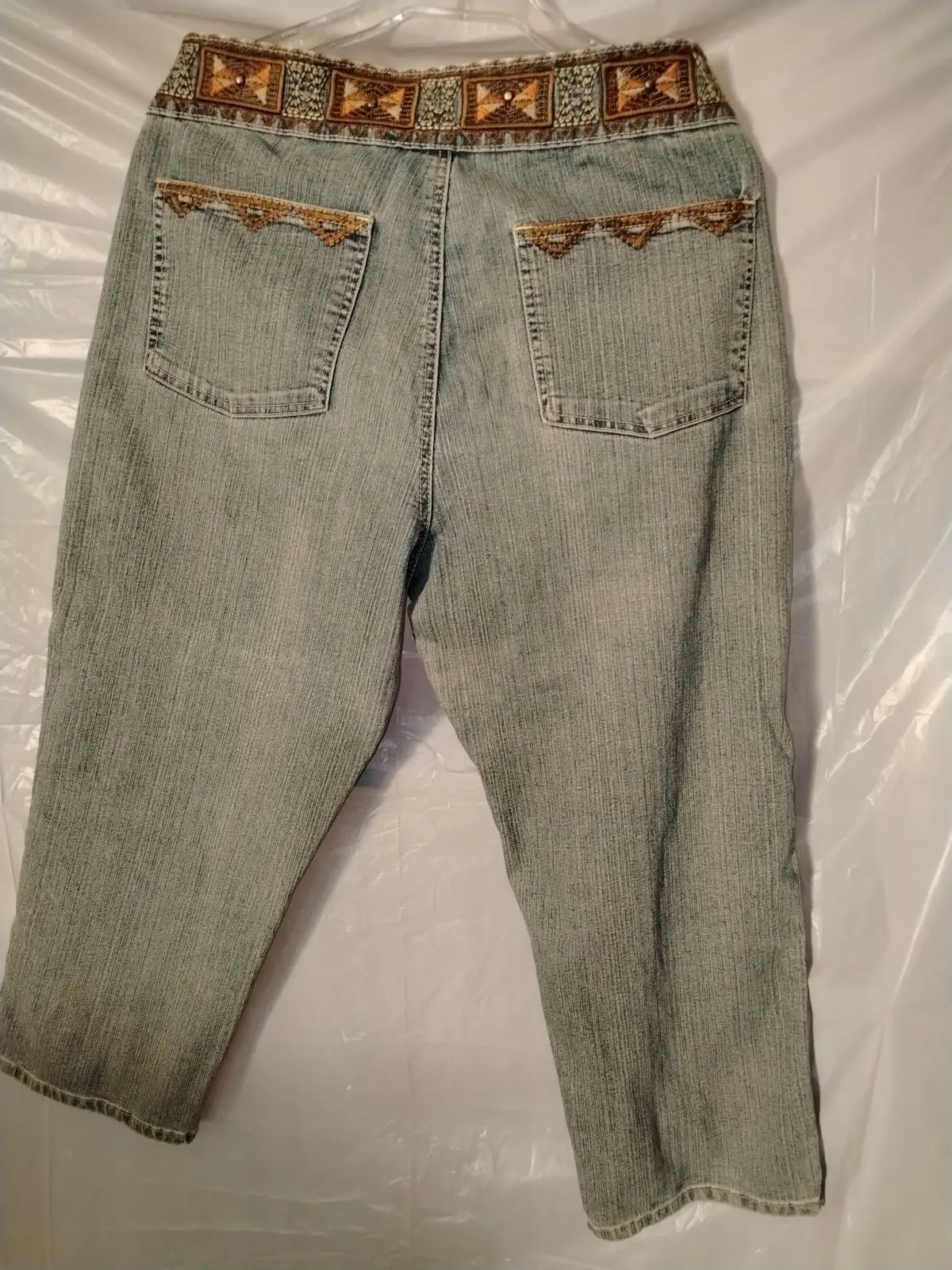 Embroidered Statement Knee-Length Jeans Size 14