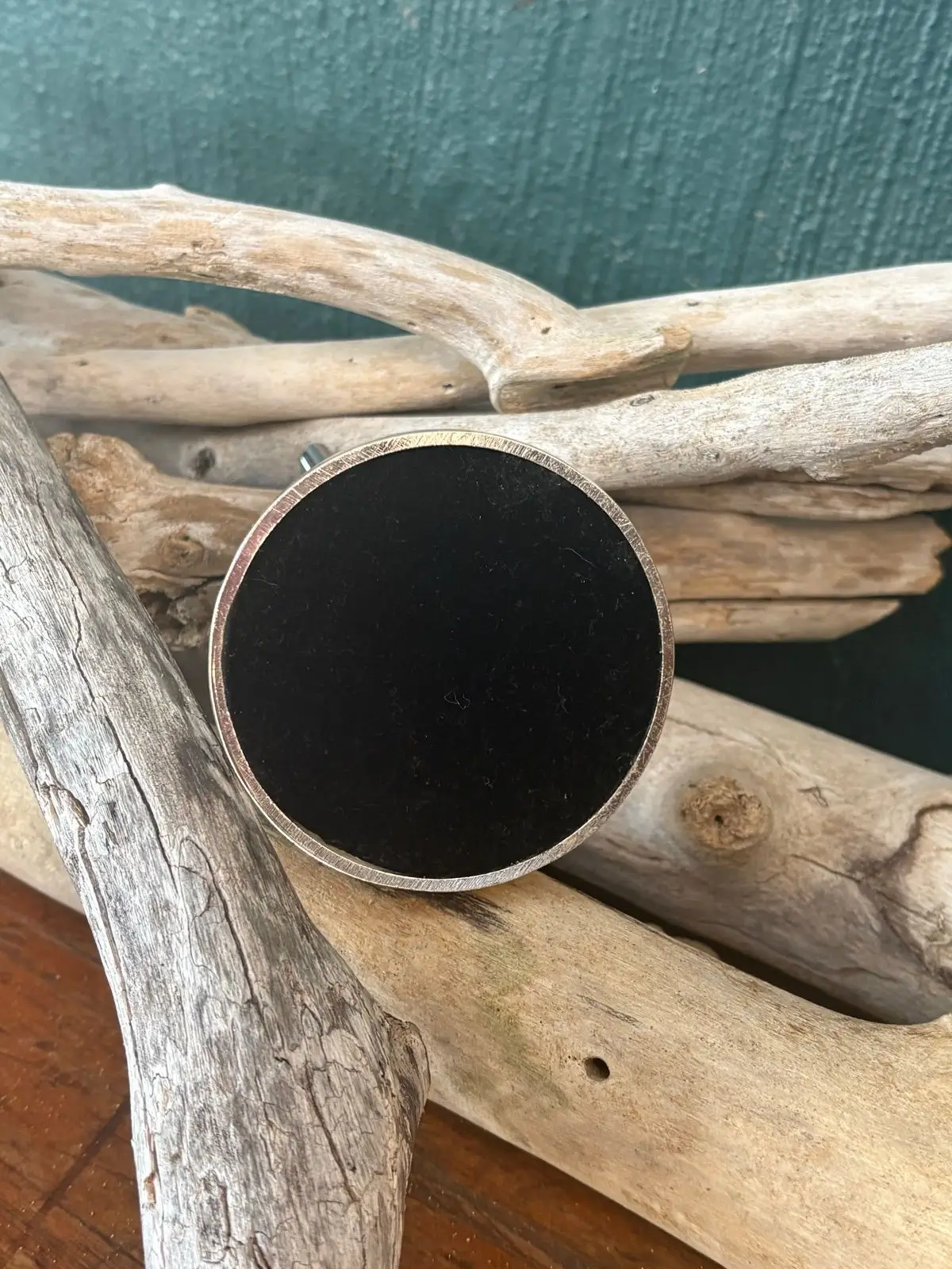 Silver-Tone Desk Pen Holder with Pearl Detail