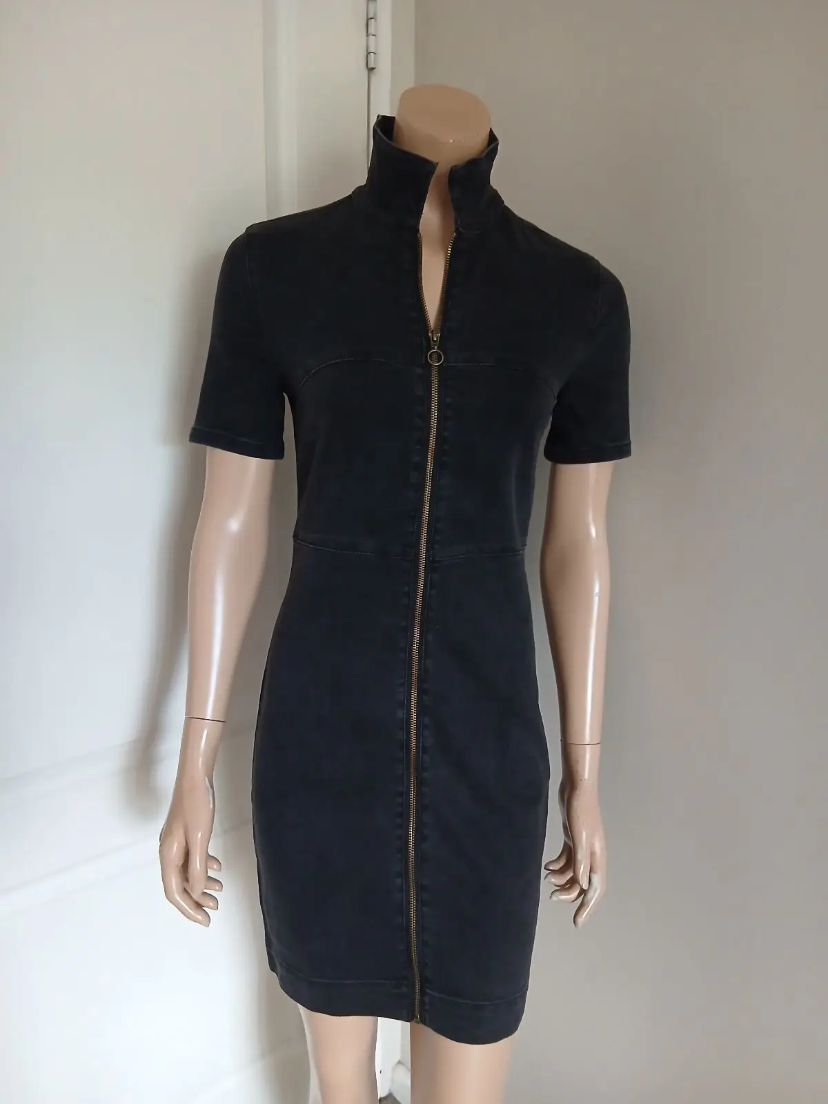 Legit Black Denim Zip-Front Dress Size 8