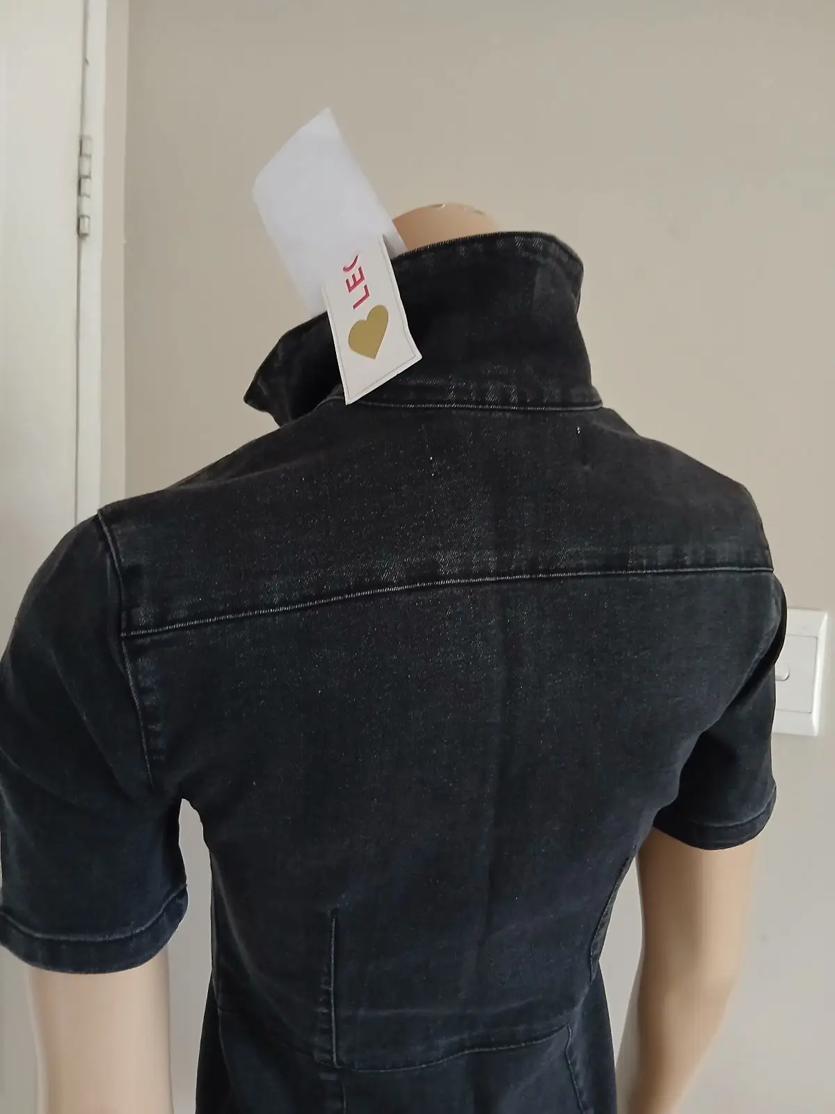 Black Denim Zip-Front Dress Size 8